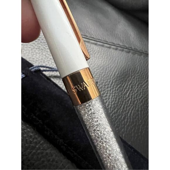 Swarovski Ballpoint Pen White Crystalline Shimmer New w Velvet Pouch - Picture 5 of 5